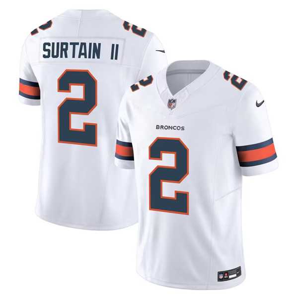 Men & Women & Youth Denver Broncos #2 Pat Surtain II White 2024 Draft F.U.S.E. Vapor Limited Stitched Jersey